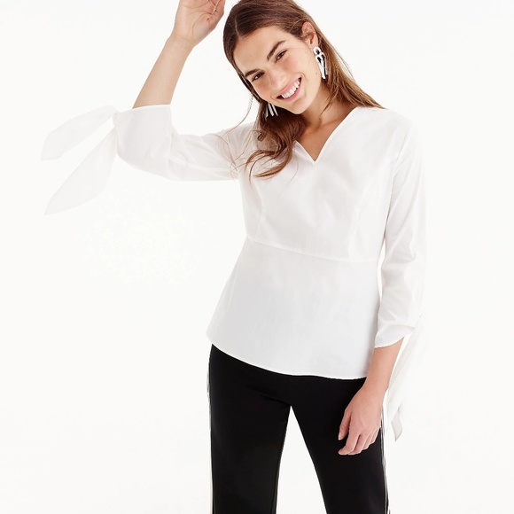 Universal Standard 4 J.Crew poplin tie-sleeve top - Picture 2 of 4